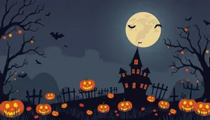 Halloween Night with Silhouette of Tree and Moon