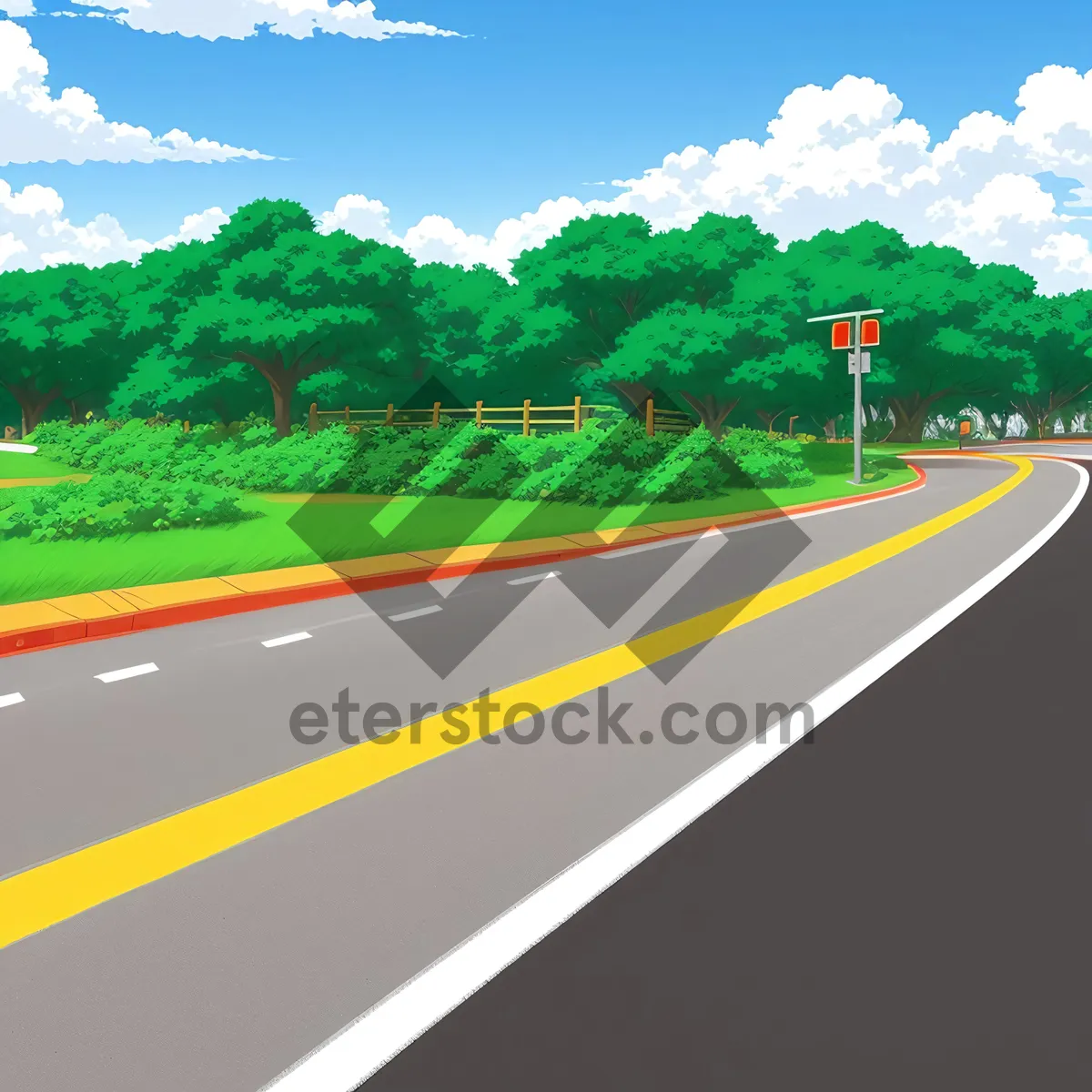 Picture of Rural Landscape with Clear Blue Sky and Green Meadow