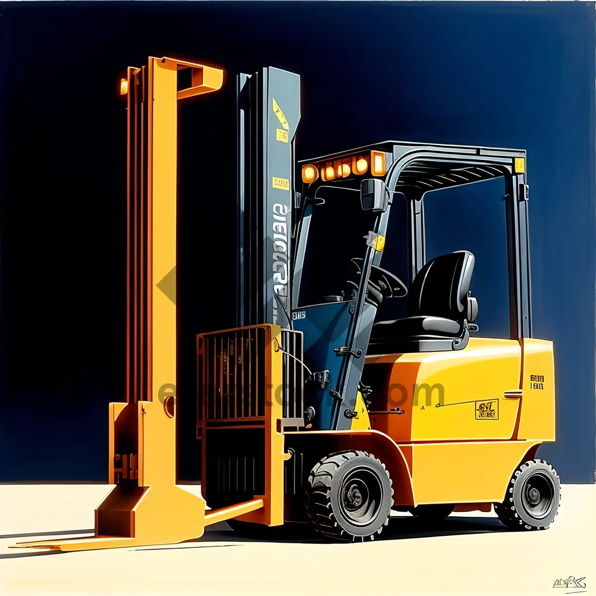 Picture of Heavy-duty forklift operating in industrial warehouse.