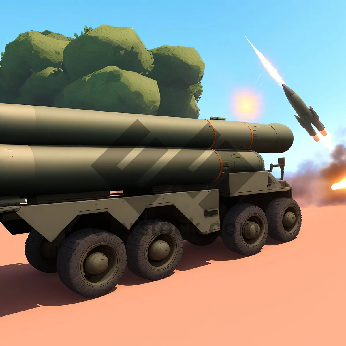 Picture of Military Aircraft Rocket Launcher in Sky