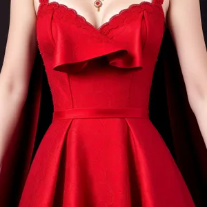 Sultry Satin Fashion Model Posing in Elegant Dress