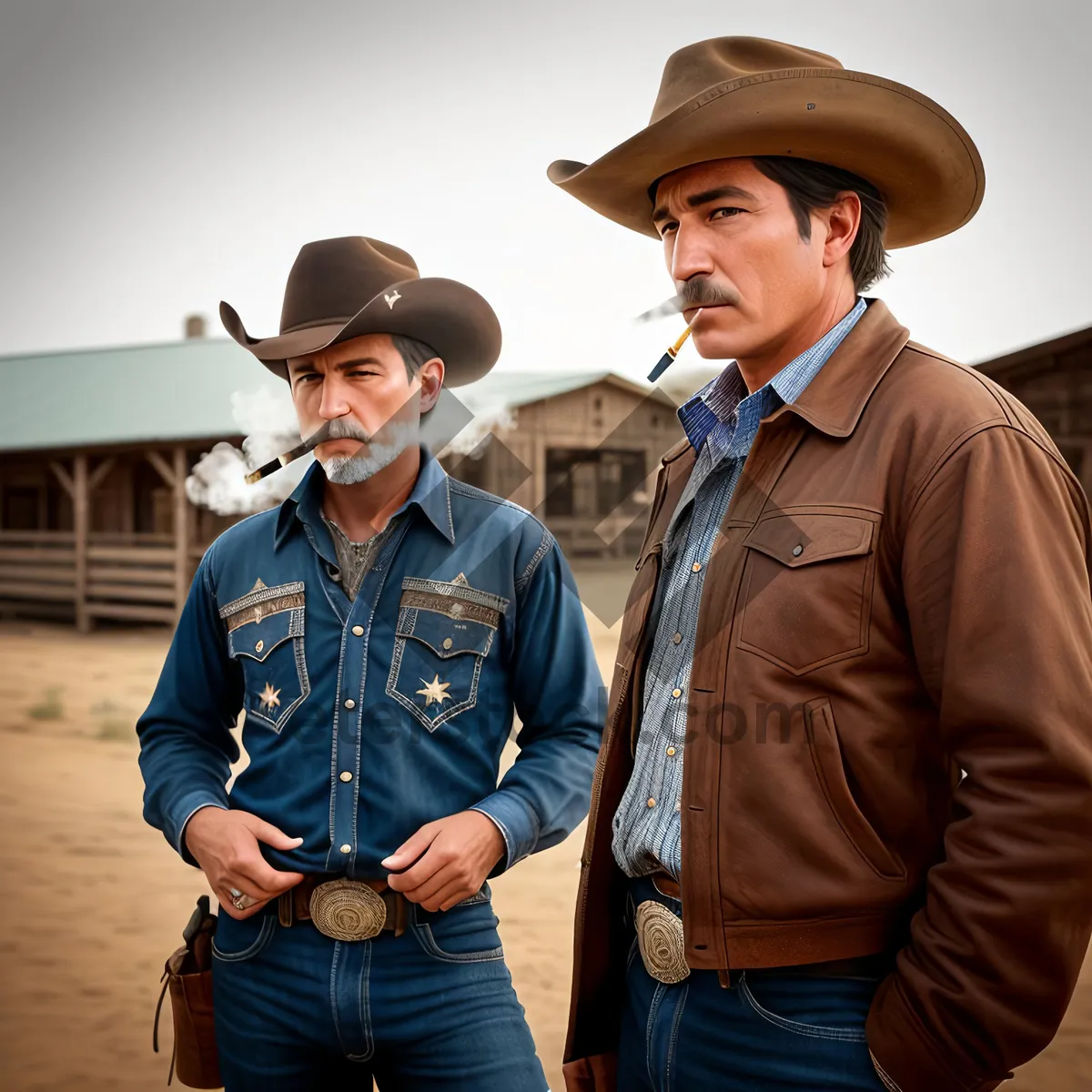 Picture of Stylish Cowboy Man with Hat - Portrait