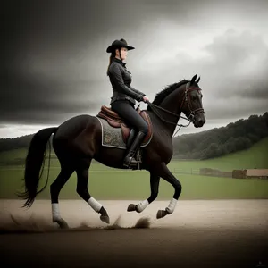 Dynamic Equestrian Rider Leaping over Vaulting Horse
