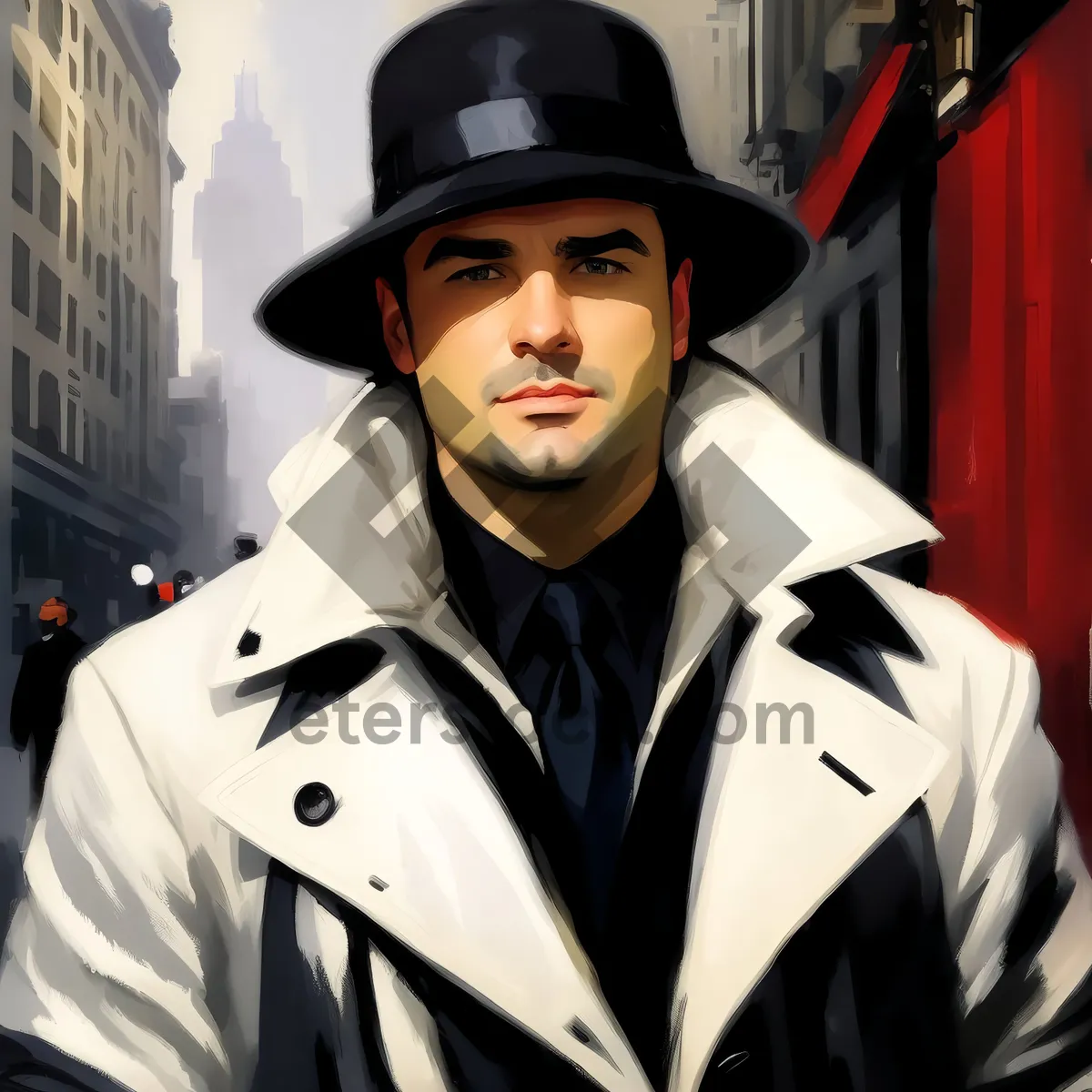 Picture of Professional male businessman in handsome raincoat