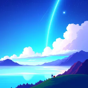 Vibrant Celestial Landscape with Sun and Sky