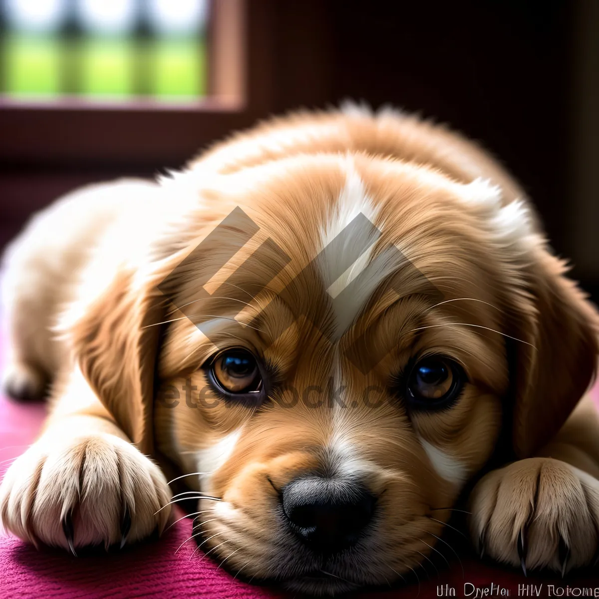 Picture of Golden Spaniel Puppy - Adorable Toy Dog Portrait