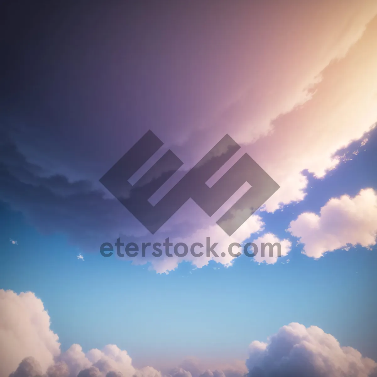 Picture of Vibrant summer sky with fluffy white clouds