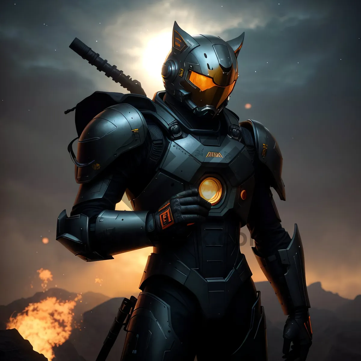 Picture of Masked soldier armed for underwater combat