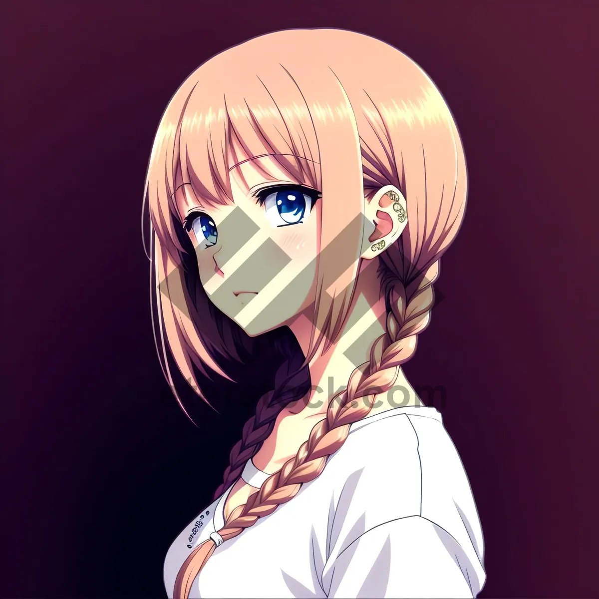 Picture of Cartoon Model with Expressive Face and Colorful Hair