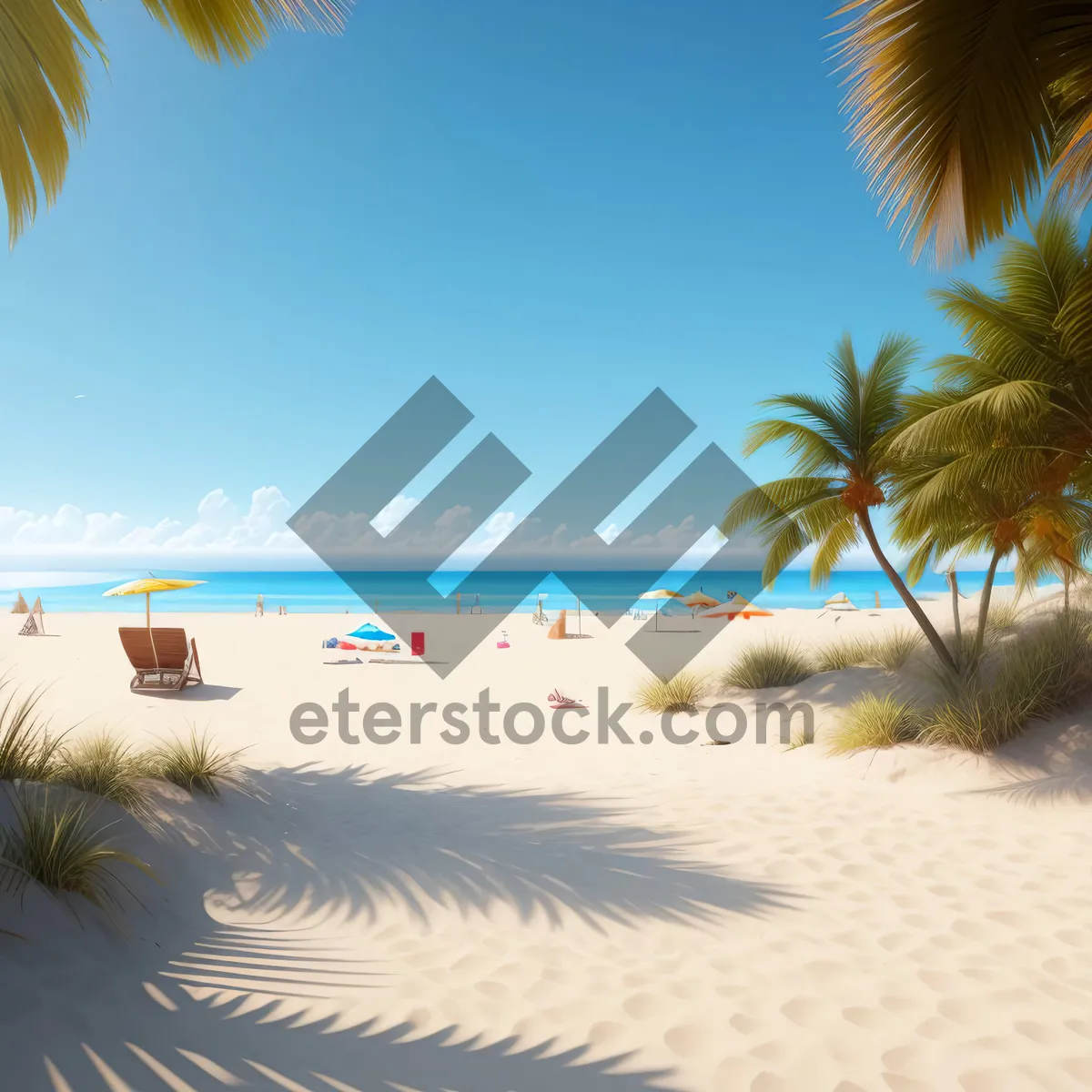 Picture of Exotic Palm Tree Paradise by the Seaside