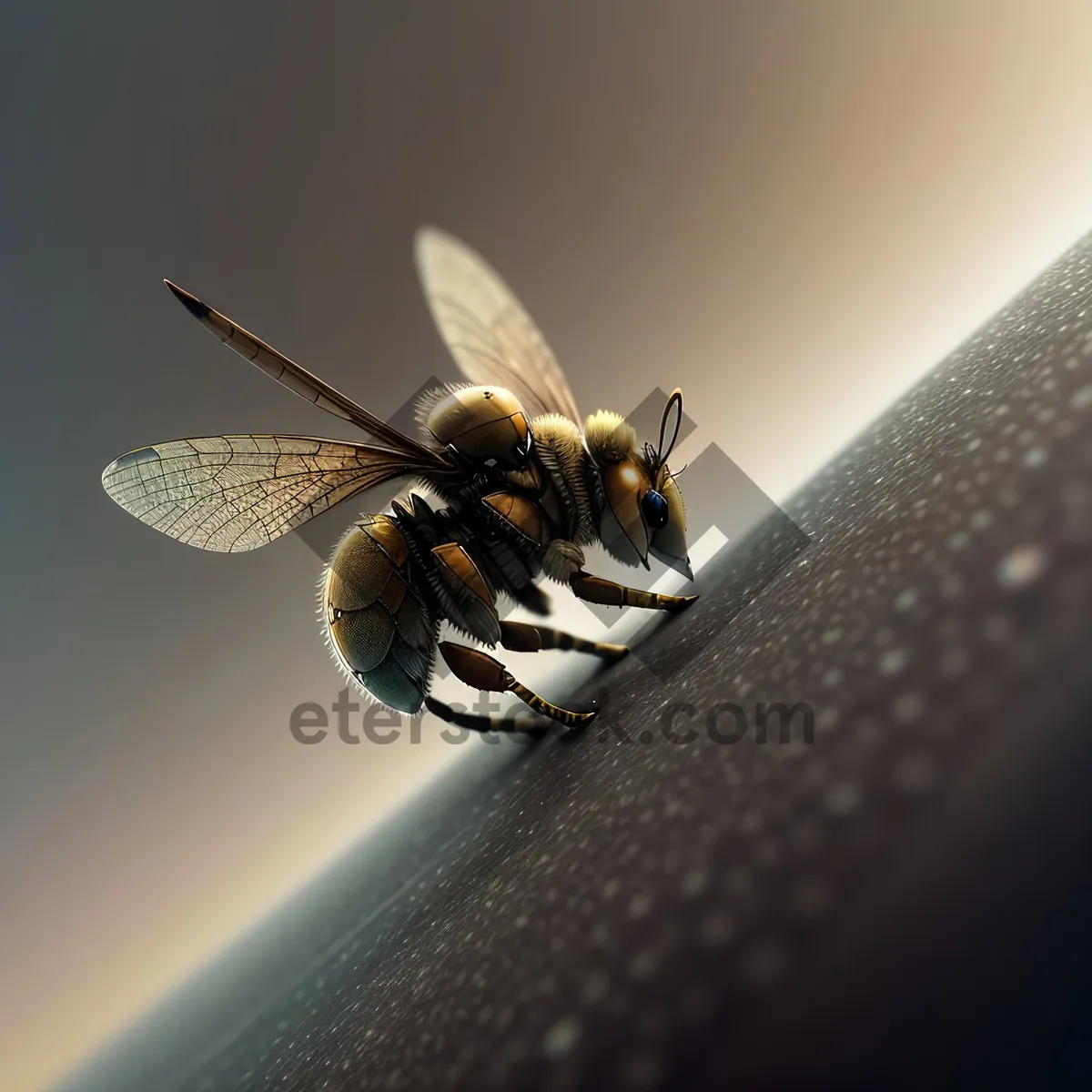 Picture of Buzzy Yellow Wasp on Flower Petals