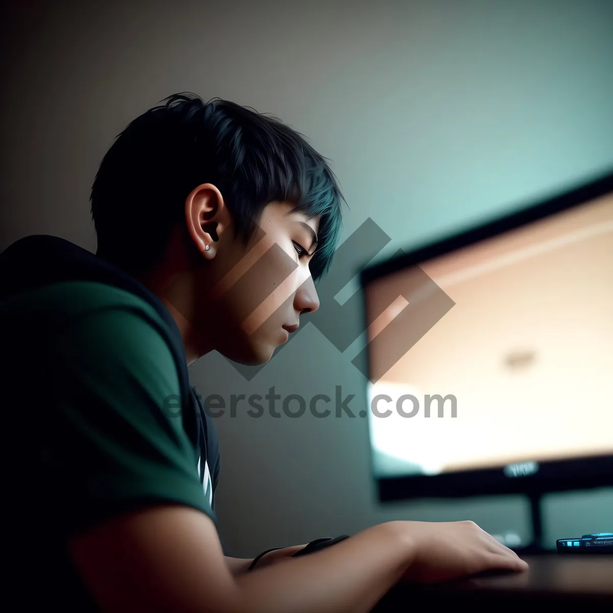 Picture of Smiling Businesswoman Working on Laptop in Office