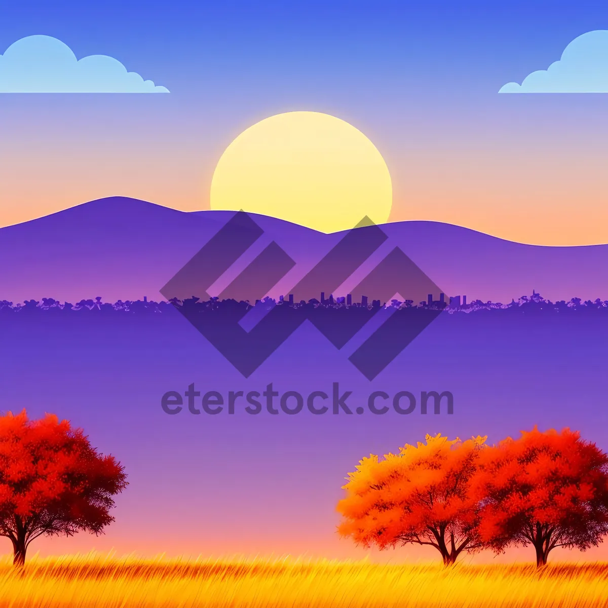 Picture of Serenity in the Savanna: Golden Sunlit Landscape