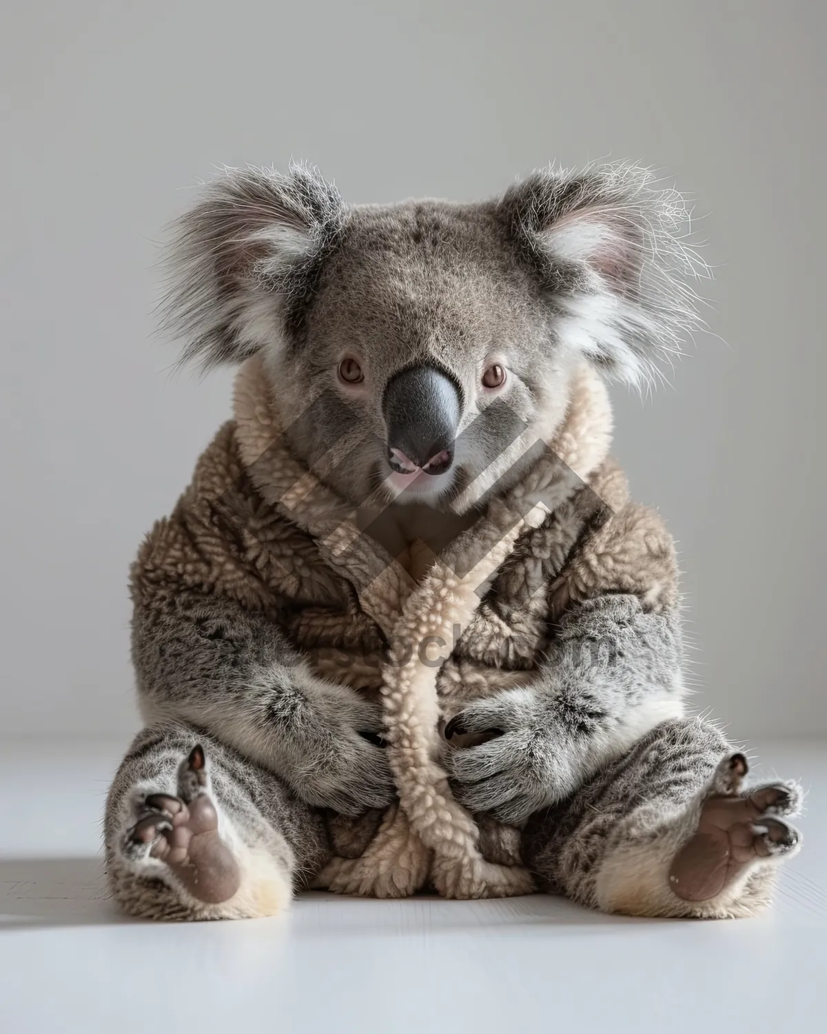 Picture of Cute Koala Teddy Bear in Brown Studio Setting