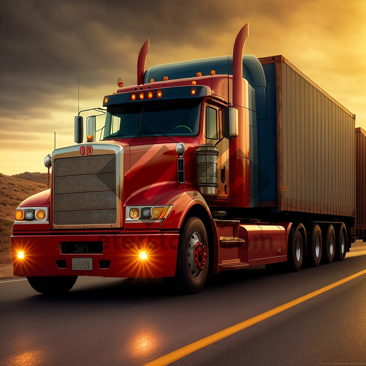 Picture of High-Speed Freight Transport on Busy Highway