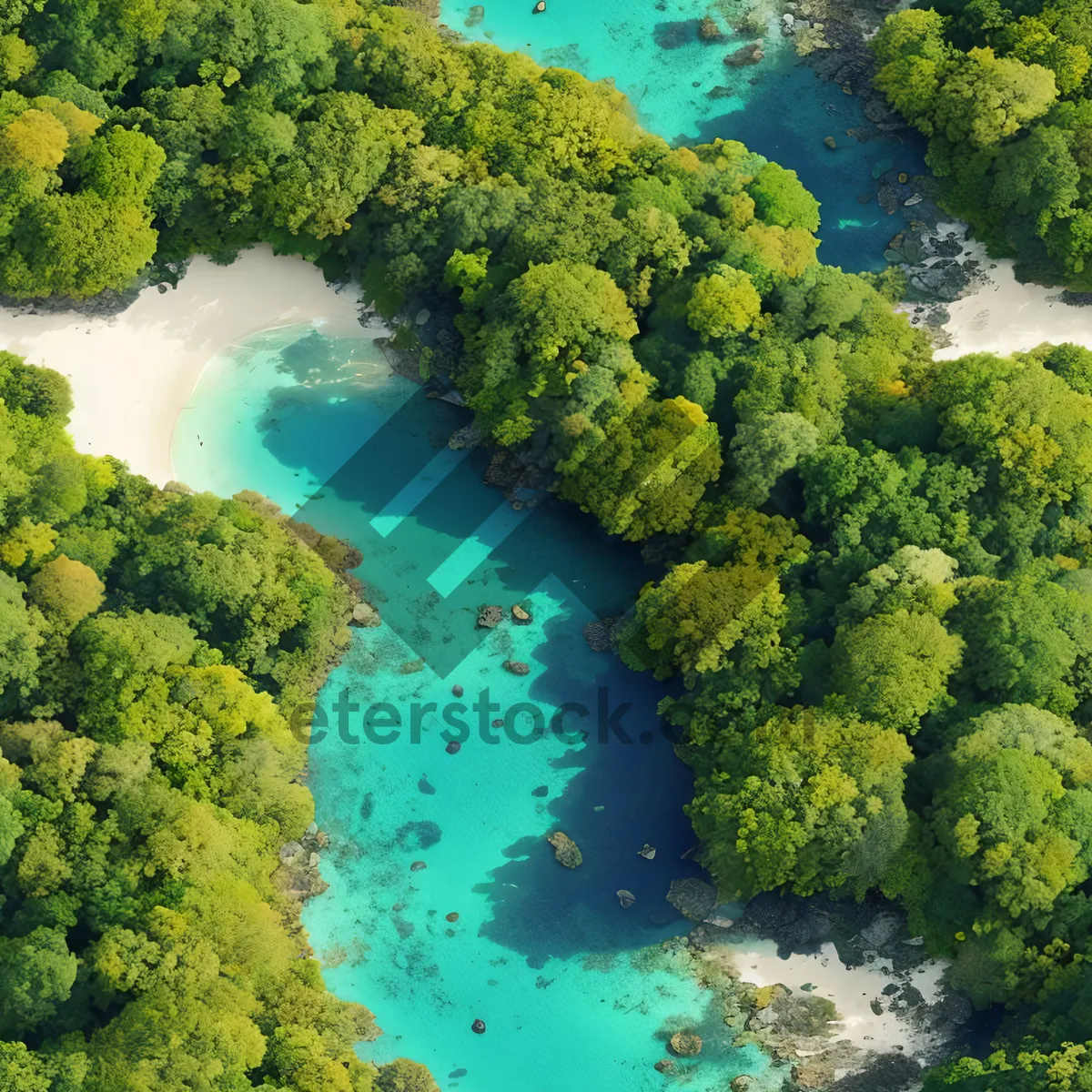 Picture of Tropical underwater reef with coral, fish, and broccoli.