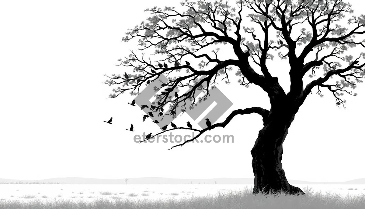 Picture of Silhouette of Oak Tree in Winter Sky