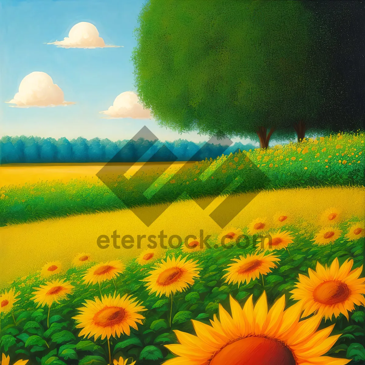 Picture of Vibrant Sunflower Bloom in Sunny Meadow