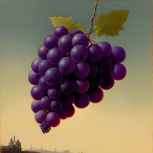 Autumn Harvest: Juicy Muscat Grapes in a Purple Bunch