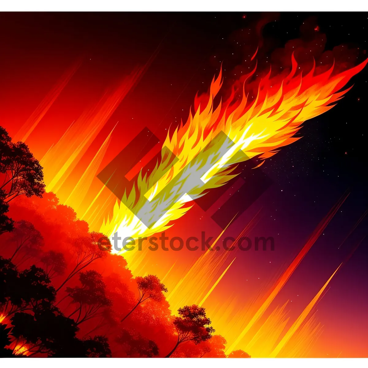 Picture of Colorful Celestial Fireworks Explosion in Night Sky