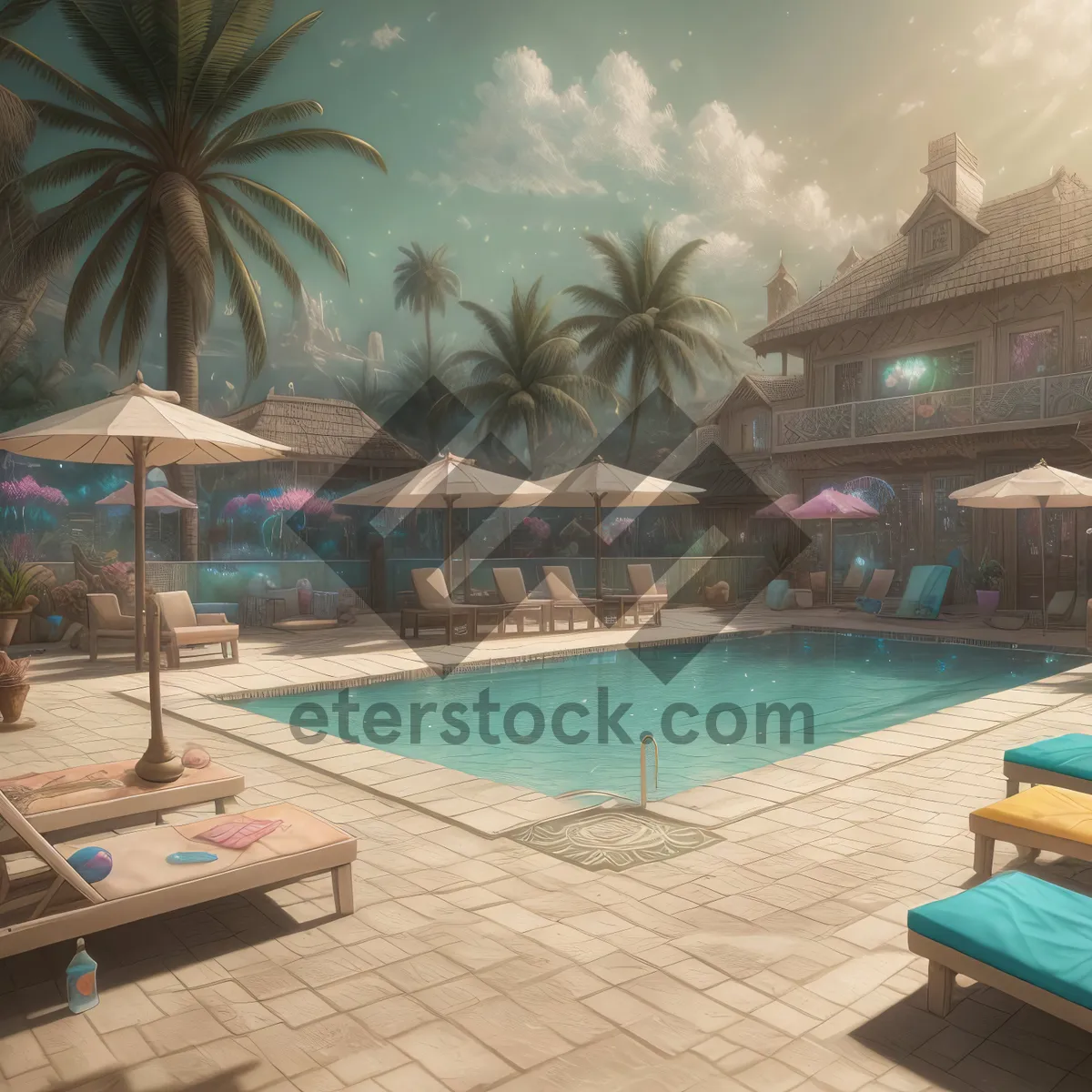 Picture of Tropical Bliss Resort: Beachside Luxury with Pool.