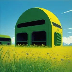Rustic countryside hut amidst idyllic meadow
