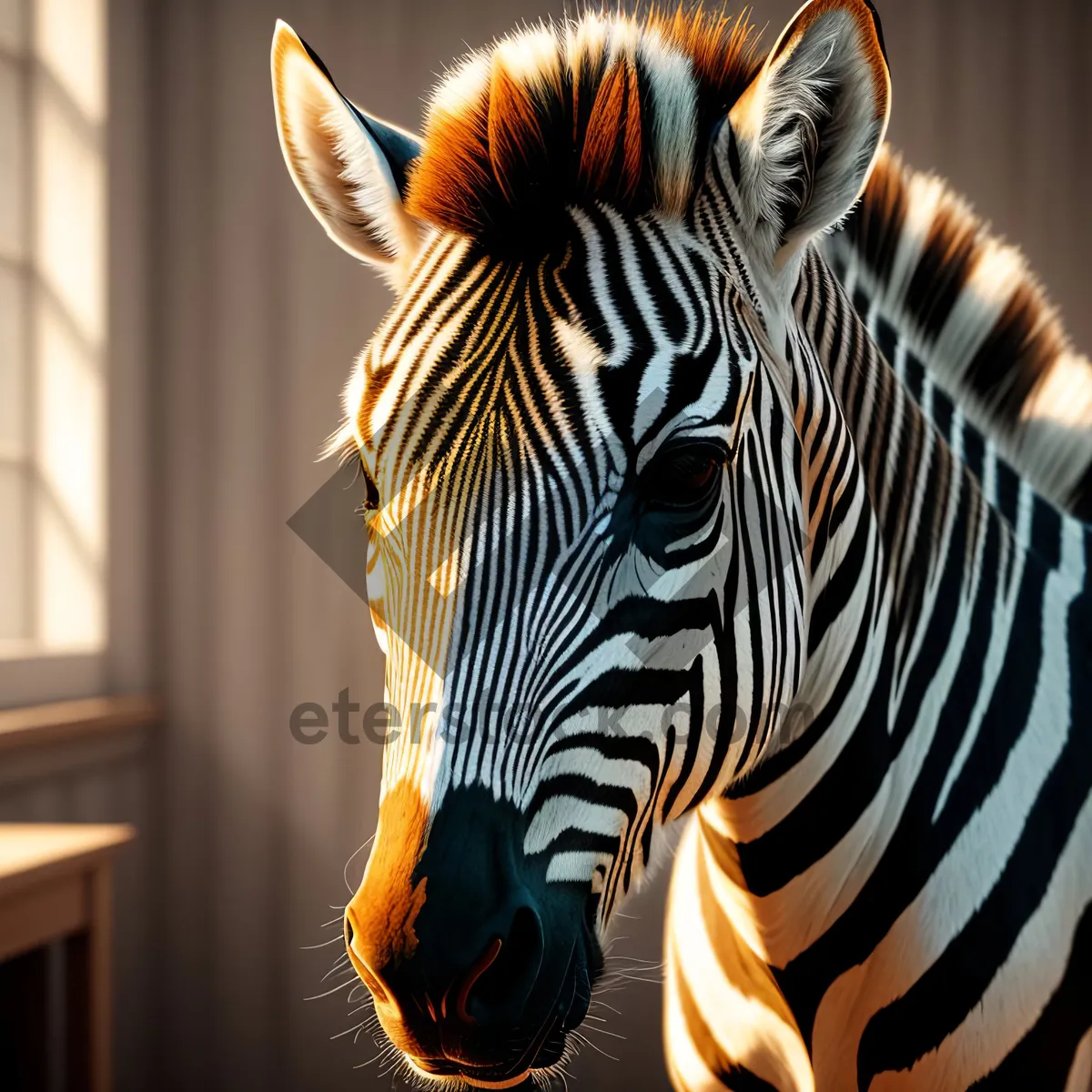 Picture of Striped Equine Grazing in the Wild