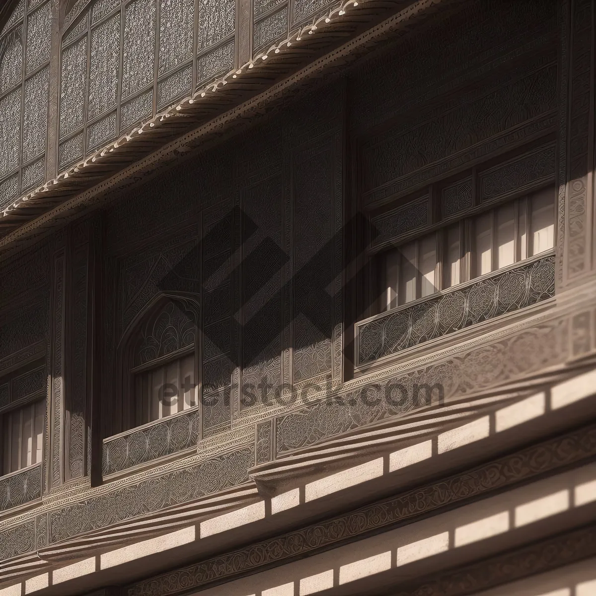 Picture of Old Library Building with Charming Balconies in Urban City