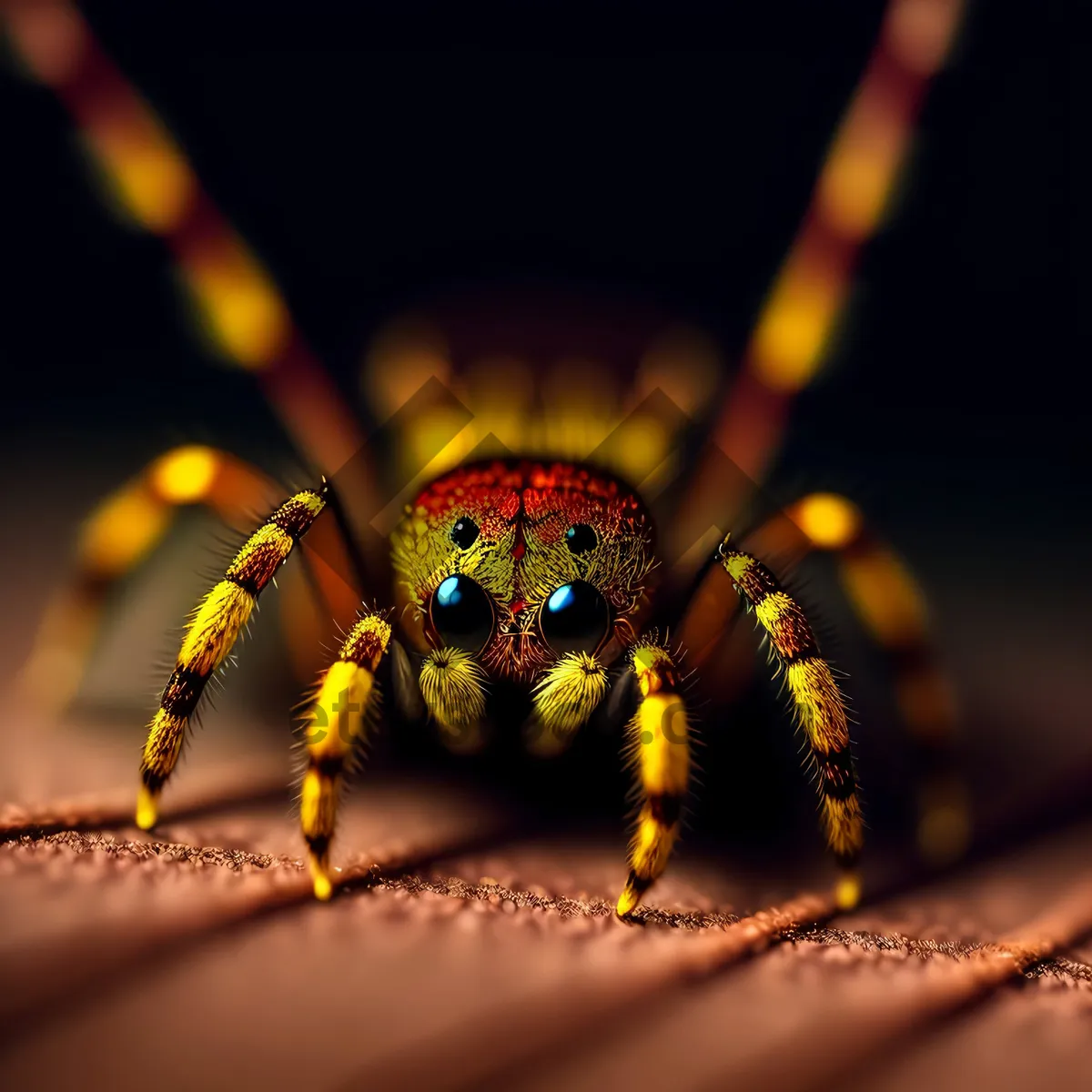 Picture of Garden Spider Close-Up: Black Arachnid on Web