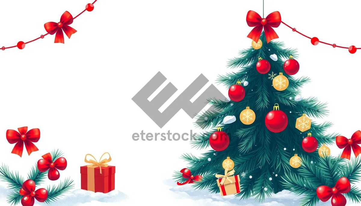 Picture of Festive Winter Tree Decoration with Ribbon and Ornaments