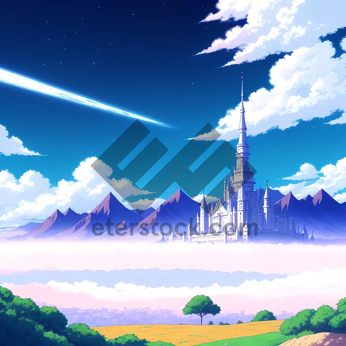 Picture of Vibrant Summer Sky with Clouds and Sun