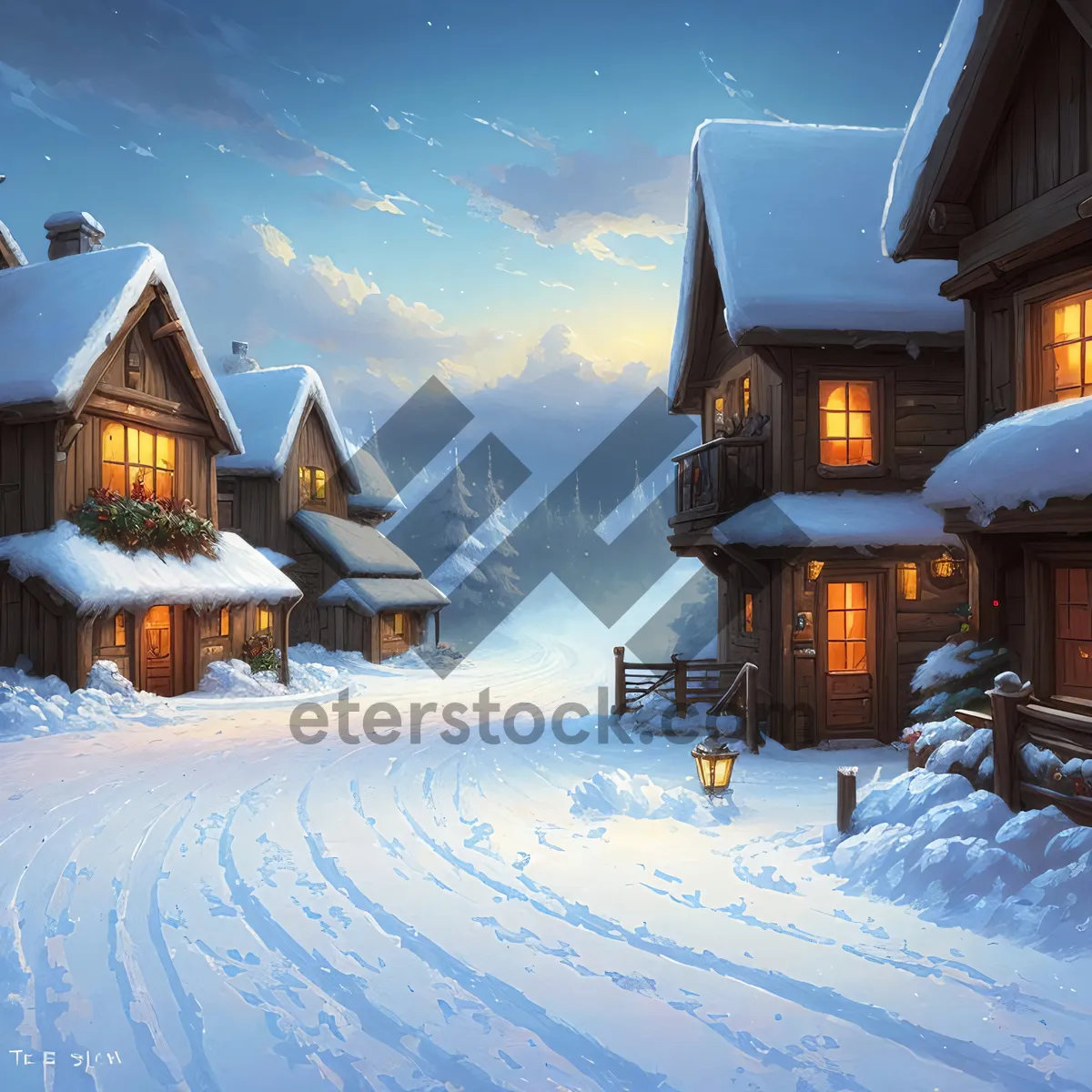 Picture of Winter Wonderland: Majestic Mountains Covered in Snow