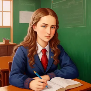 Smiling Businesswoman Working on Laptop at Office