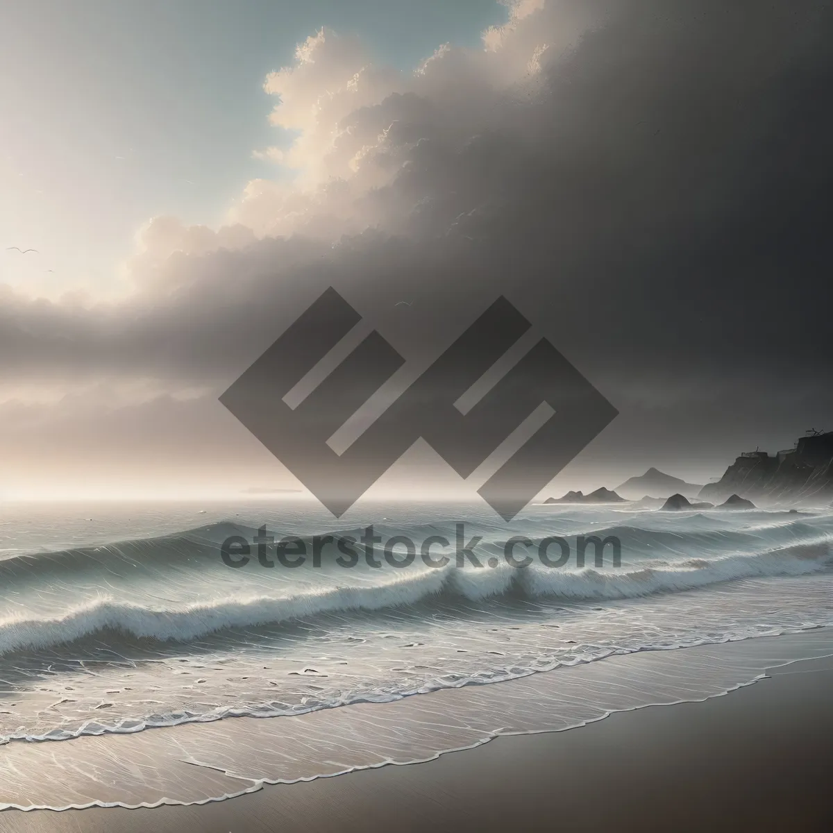 Picture of Golden Horizon: Spectacular Sunset over Beach and Ocean
