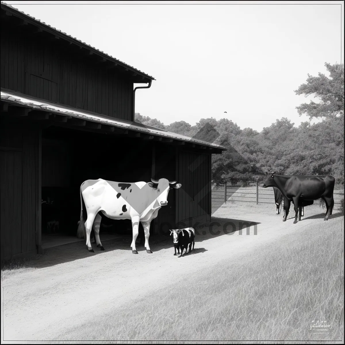 Picture of Idyllic Countryside Landscape with Grazing Livestock