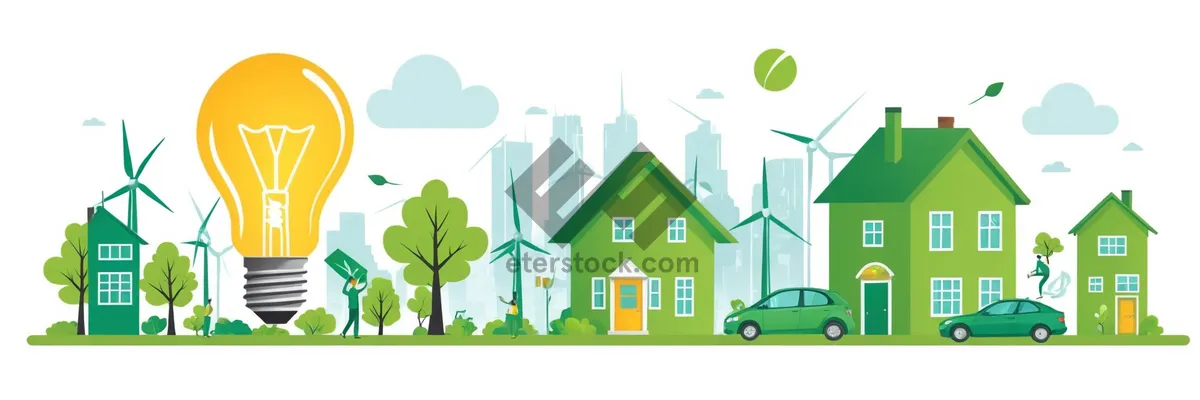 Picture of Green home icon set symbolizing eco-friendly environment