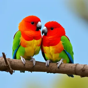 Colorful Macaw perched on tree branch