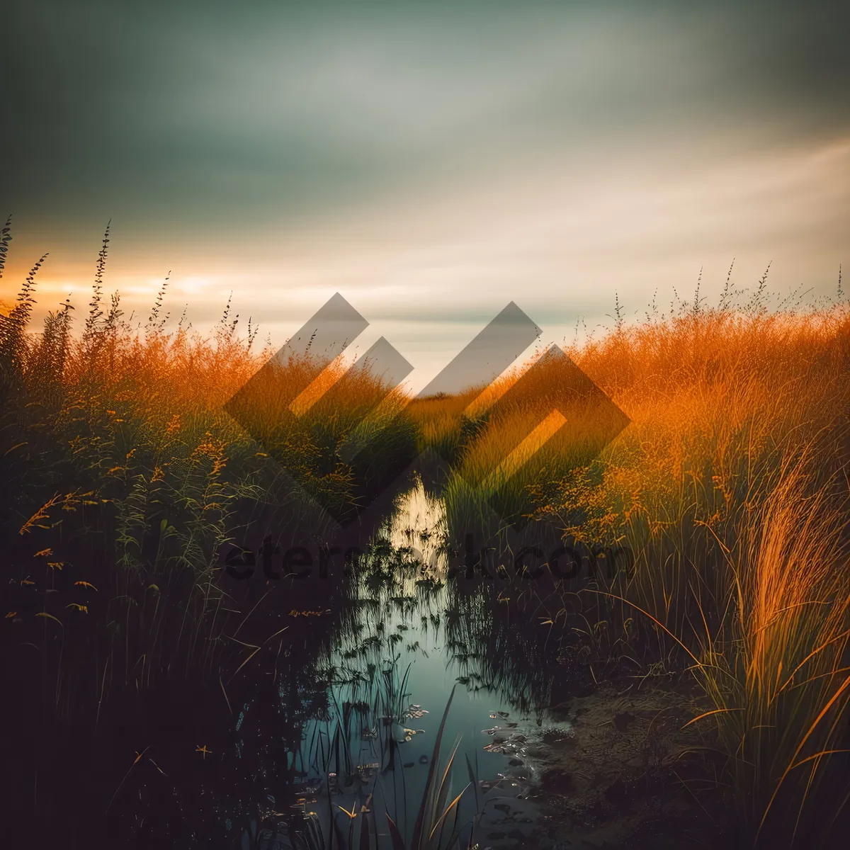 Picture of Golden Horizon: Sunset over a Rural Landscape