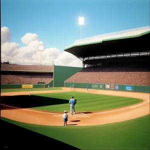 Outdoor Golf Course with Baseball Equipment and Stadium