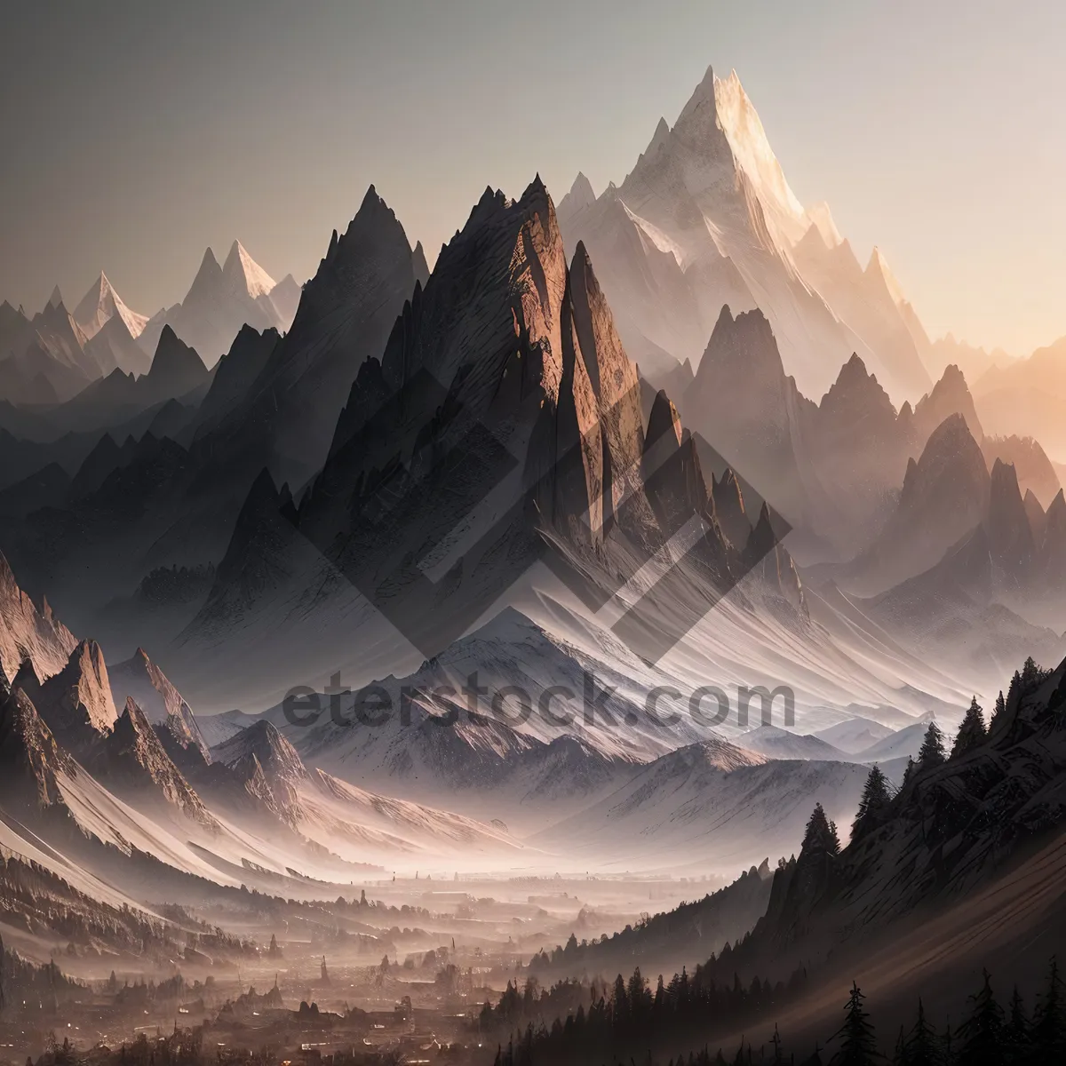 Picture of Snow-capped Alpine Peaks - Majestic Winter Landscape