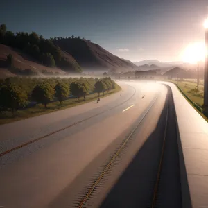 Cloudy Expressway Through Majestic Mountain Landscape