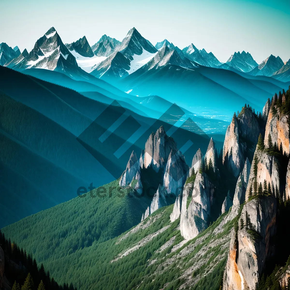 Picture of Serene Majesty: Mountains, Lake, and Sky