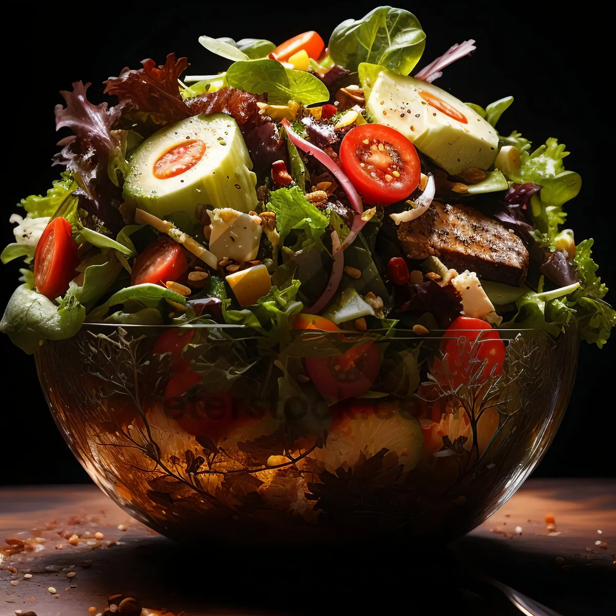 Picture of Fresh Vegetable Salad with Beef and Lettuce