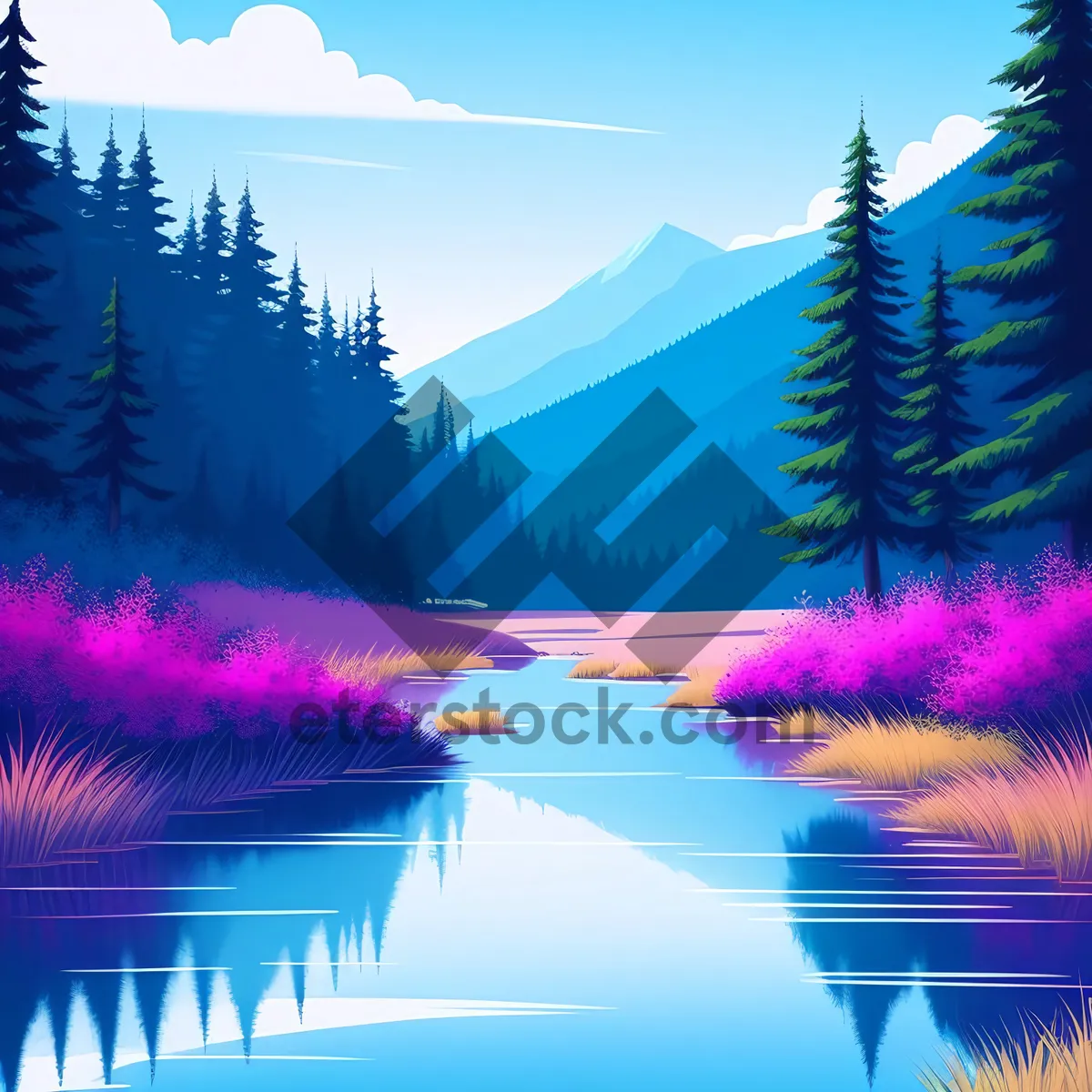 Picture of Colorful Wave on a Futuristic Lake