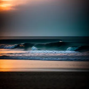 Sunset Beach: Tranquil Waves and Radiant Skies