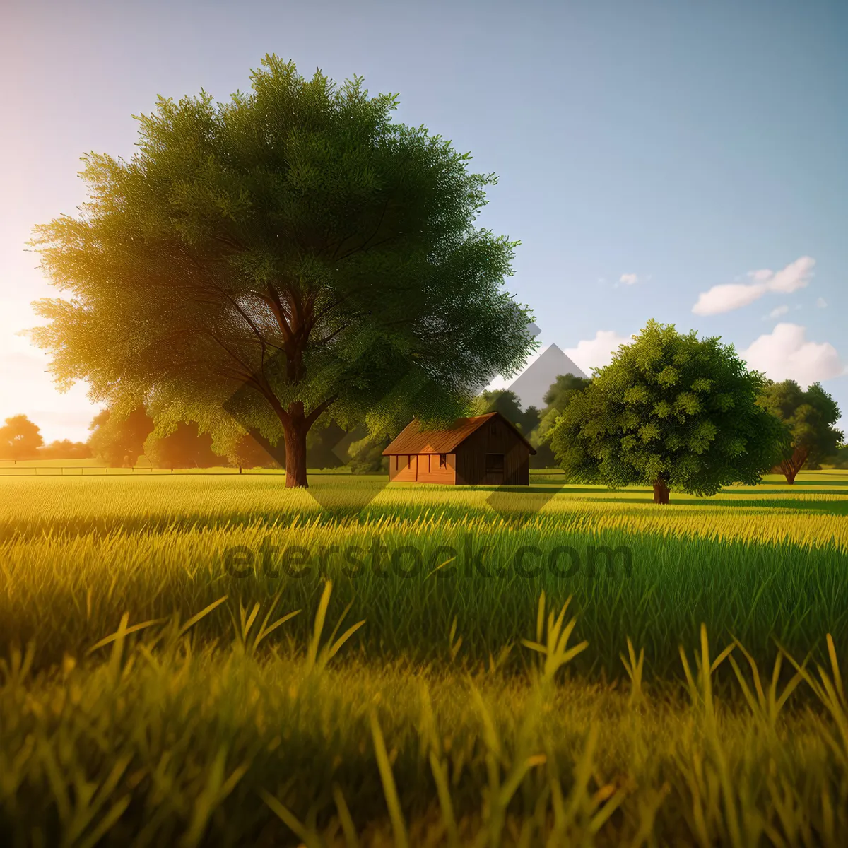 Picture of Vibrant Rapeseed Meadow Under Sunny Sky