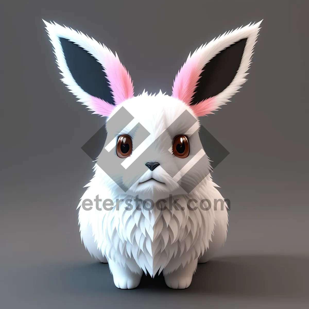 Picture of Fluffy Bunny with Adorable Ears Sitting