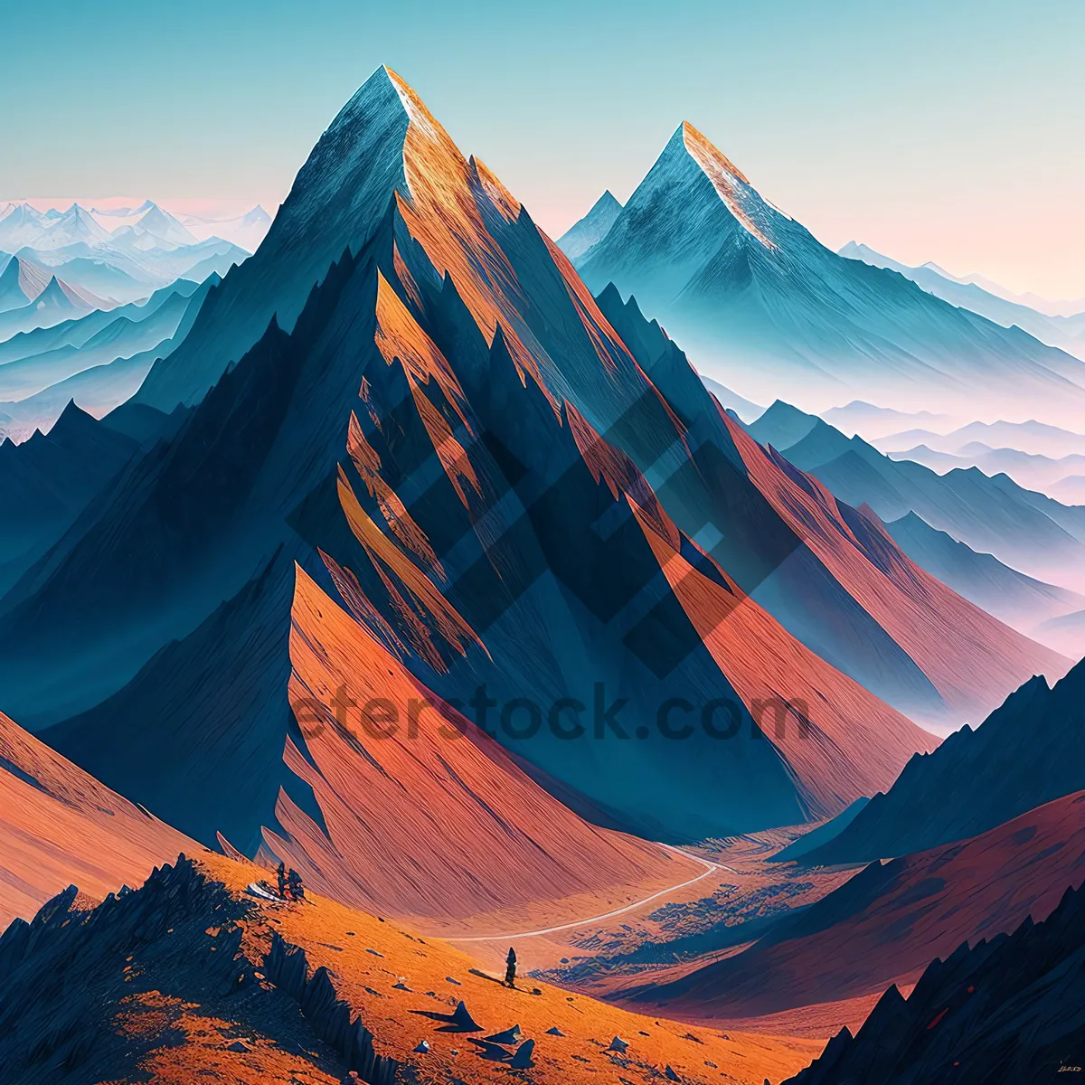 Picture of Snow-capped Peaks in Majestic Mountain Range