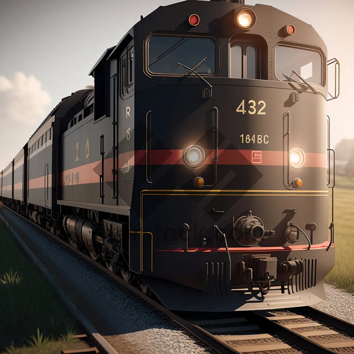 Picture of Vintage Electric Locomotive on Railroad Tracks