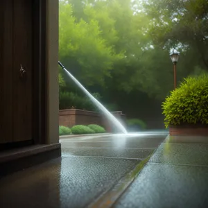 Summer Water Fountain on Windowsill